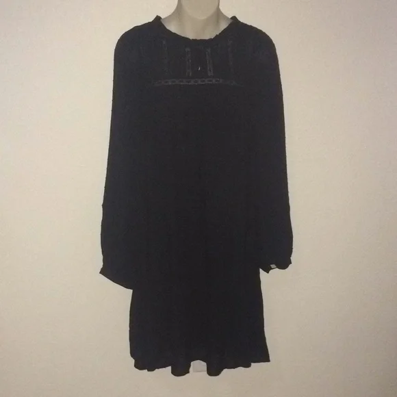 Loft Black Long Sleeve Clip Dot Dress - Picture 2 of 10